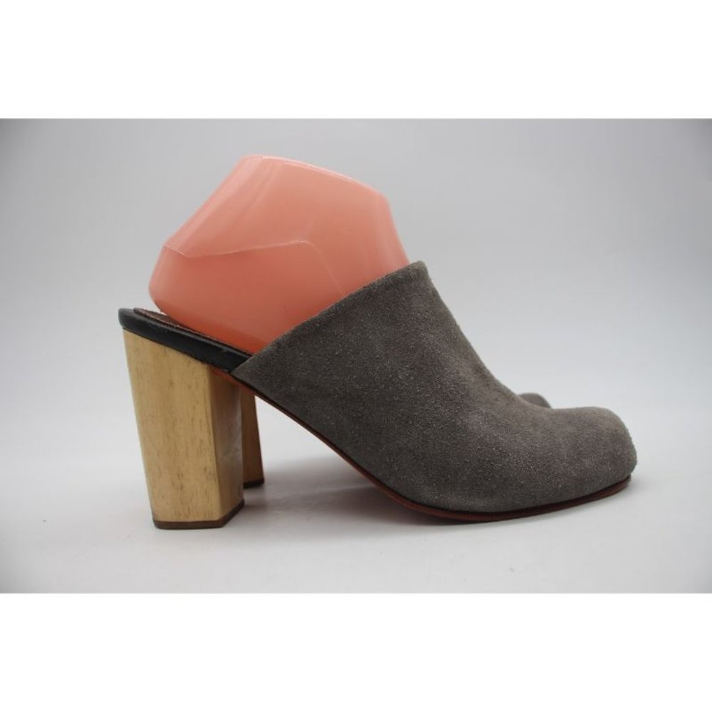 Rachel Comey Mules Women's Size 9 Gray Suede Leather Slip On Wooden Shoes